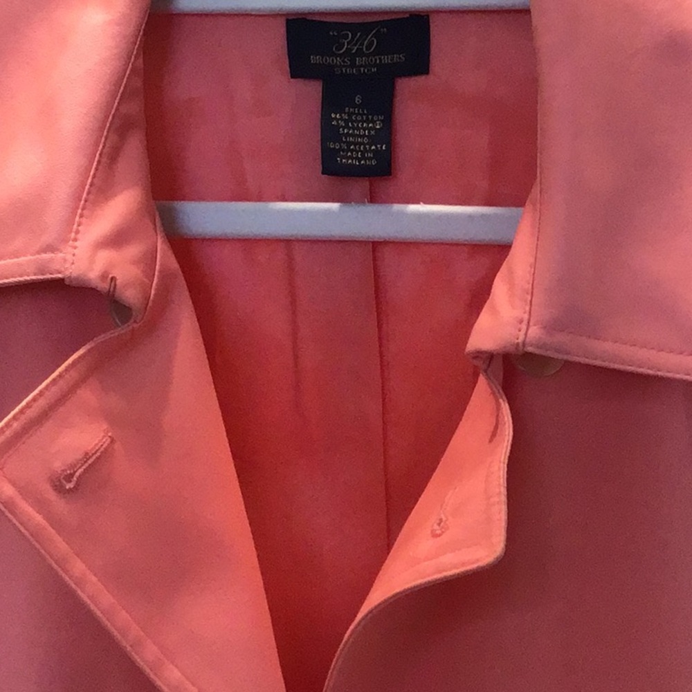 Brooks Brothers Coral  Trench Coat with Lapel Collar